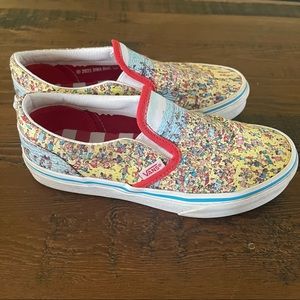 WHERES WALDO BOYS VANS LIKE NEW CONDITION - SZ 3 - AWESOME PRINT